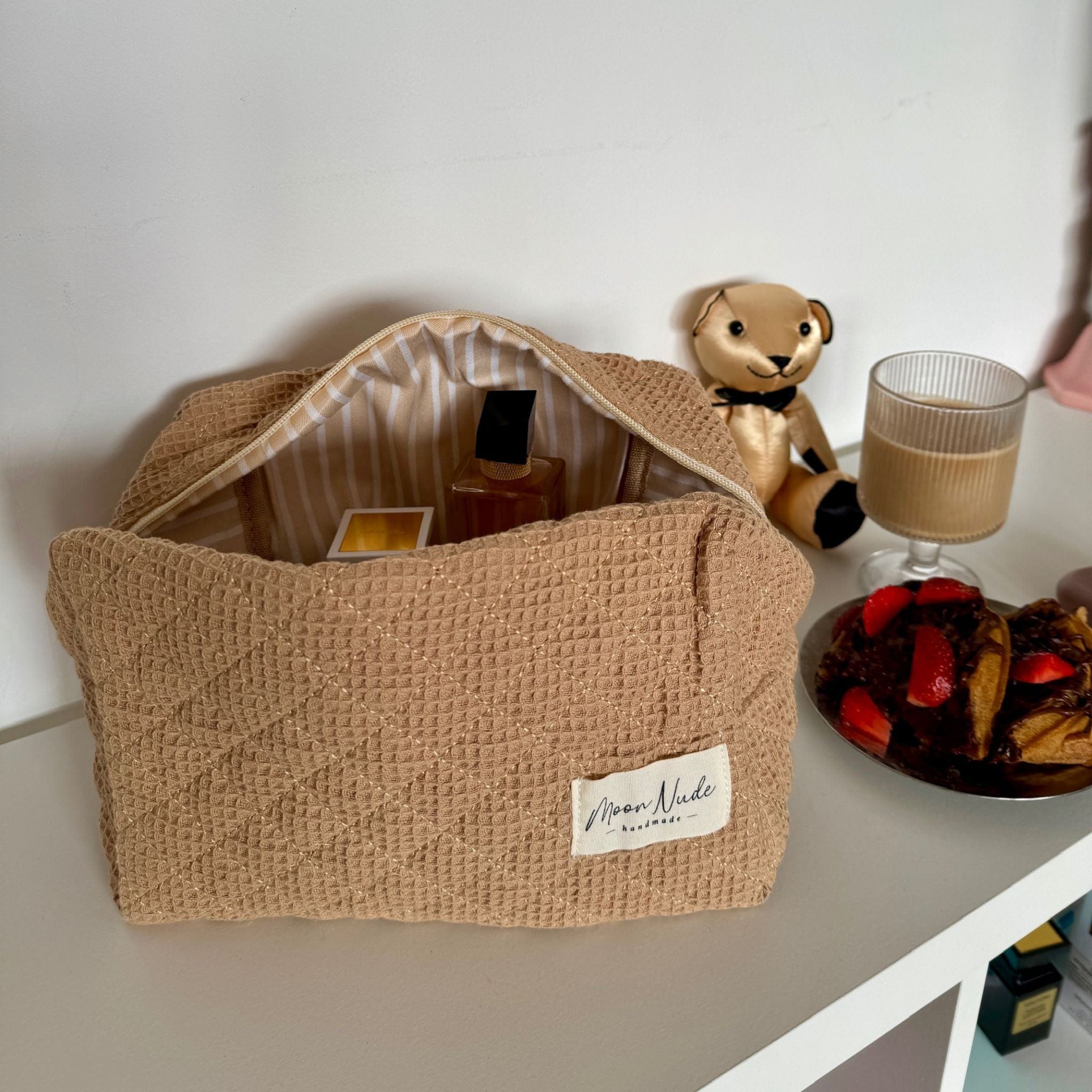 Moon Nude Waffle Large Makeup Bag