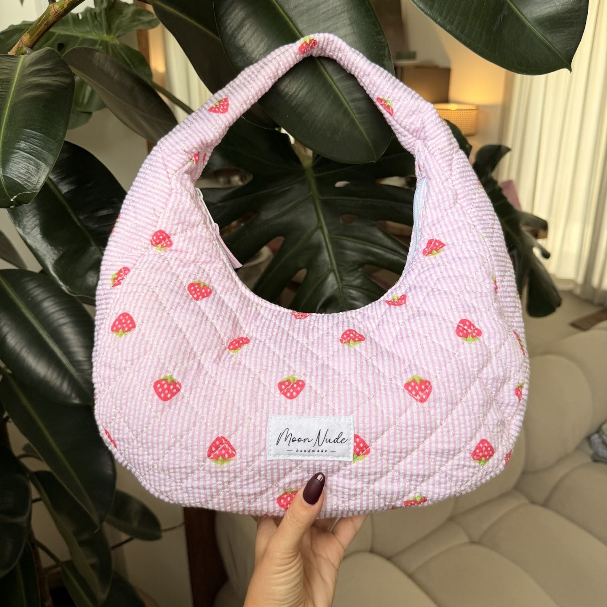 Moon Nude Strawberry Hoop Bag