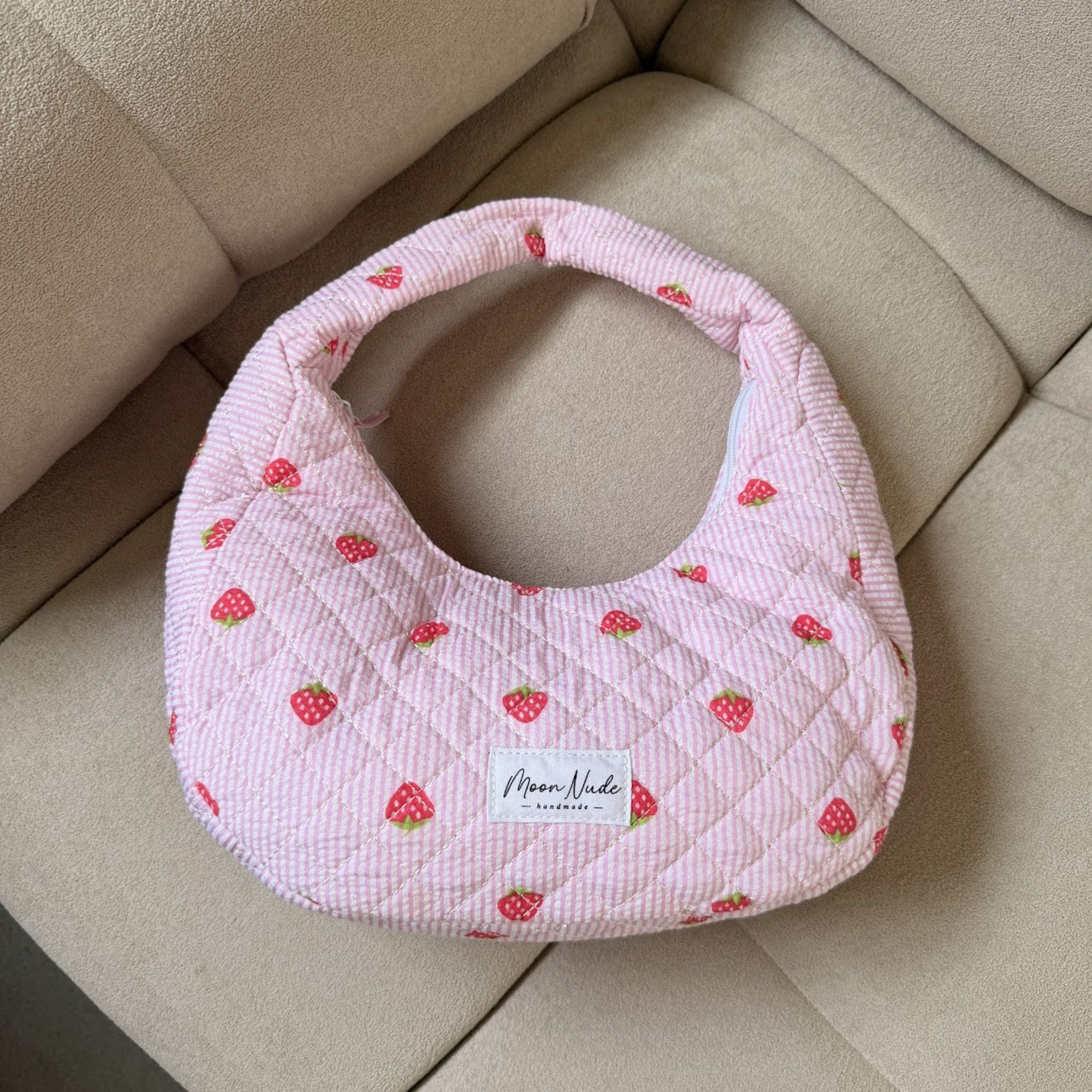 Moon Nude Strawberry Hoop Bag
